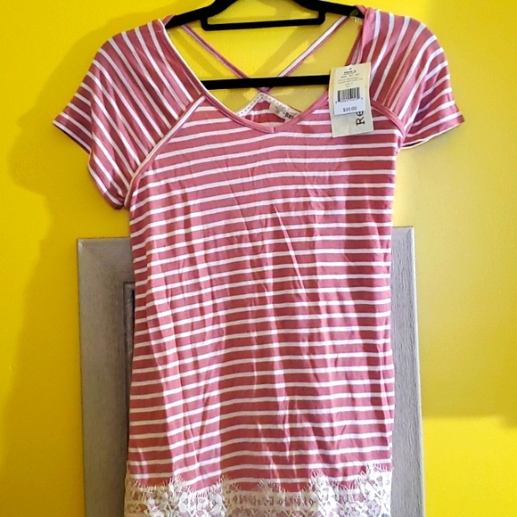 Rewind Tops - Rewind Rose Tea striped blouse
